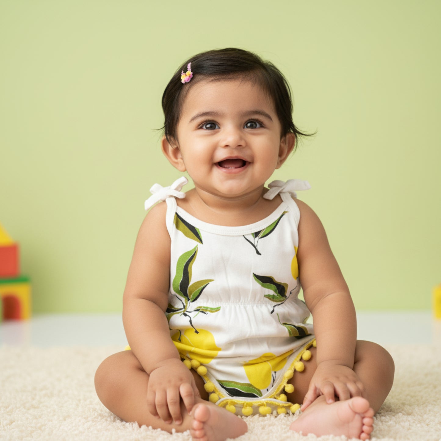 Yellow fruit romper boche firstkiss